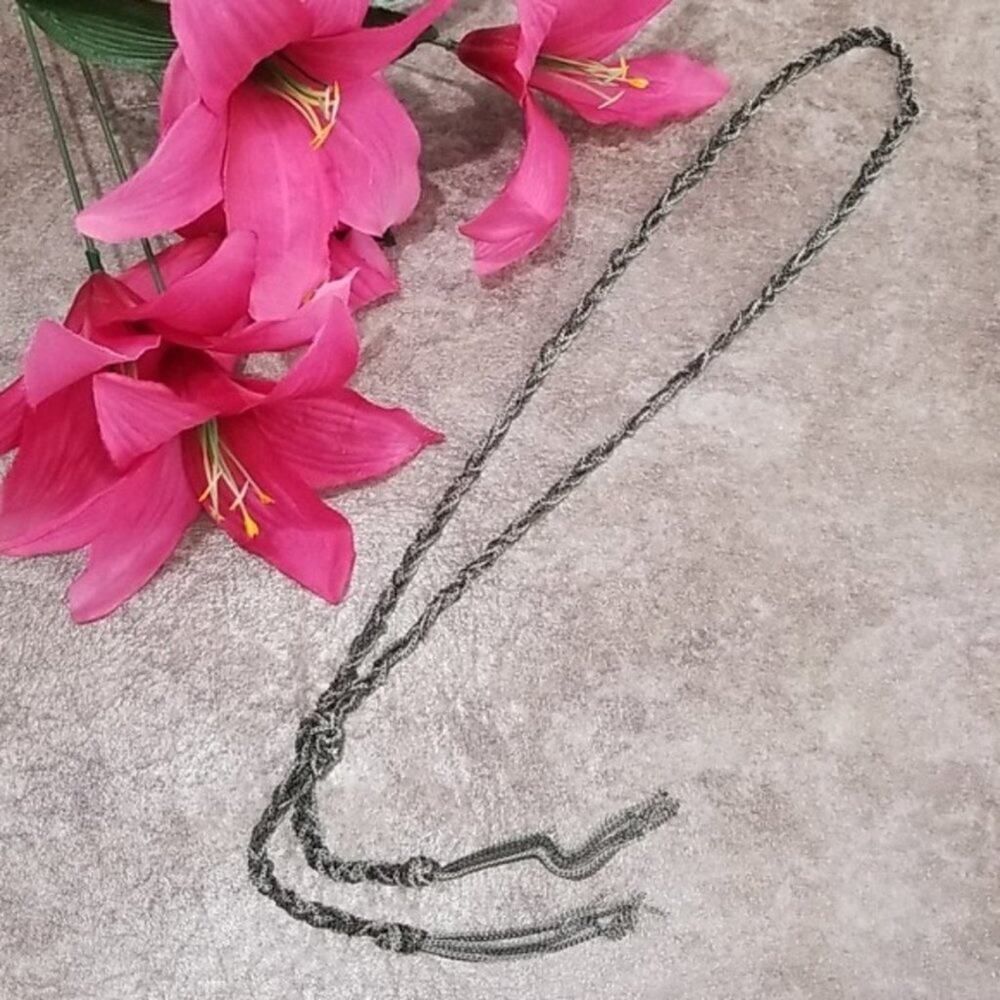 Black & silver twist rosary style dangle necklace